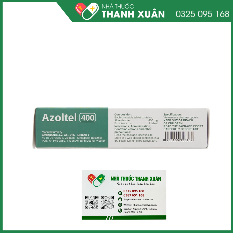 Azoltel 400 STELLA điều trị nhiễm một hoặc nhiều loại ký sinh trùng đường ruột